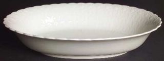 Mikasa White Silk 10 Oval Vegetable Bowl, Fine China Dinnerware   All White,Emb