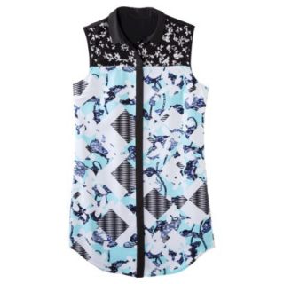 Peter Pilotto for Target Shirt Dress  Light Blue Floral/Check Print S