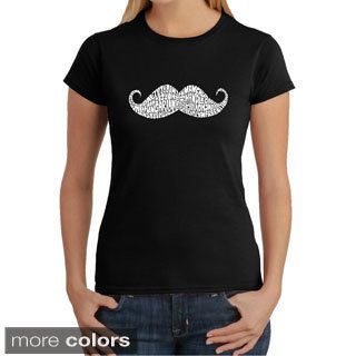 Los Angeles Pop Art Womens Mustache T shirt (100 percent cotton Machine washableAll measurements are approximate and may vary by size. )