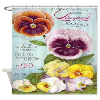  Vintage Pansy Floral Seeds Shower Curtain  Use code FREECART at Checkout