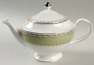 Wedgwood Garland Moss Tea/Coffee Pot & Lid, Fine China Dinnerware   Martha Stewa