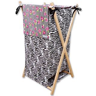 Trend Lab Zahara Zebra Hamper, Black/White/Pink, Girls