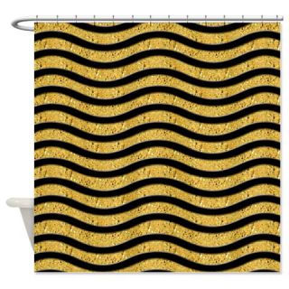  Black and Gold Waves Shower Curtain  Use code FREECART at Checkout
