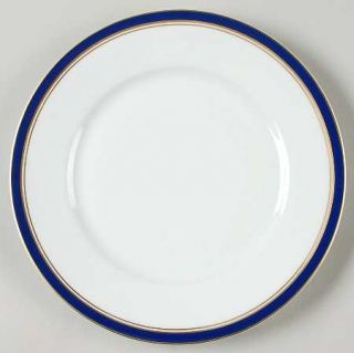 Ceralene Diplomat Blue Salad Plate, Fine China Dinnerware   Blue, Gold Trim