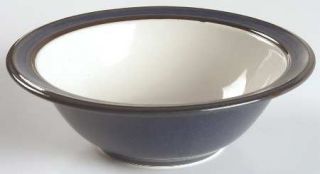 Dansk Sirocco Indigo Blue Soup/Cereal Bowl, Fine China Dinnerware   Blue Rim,Whi