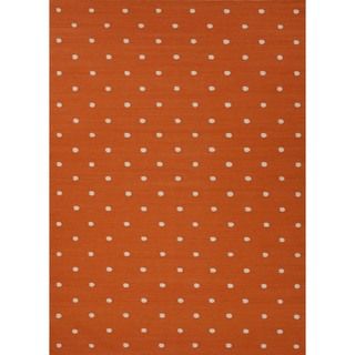 Flat Weave Geometric Orange Wool Rug (8 X 10)