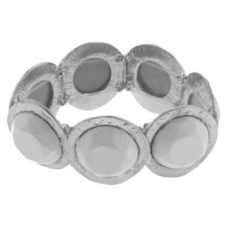 Womens Round Hammered Casting Bracelet with Acrylic Beads   Silver/White
