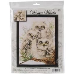Owl Trio Counted Cross Stitch Kit  11 X14 14 Count
