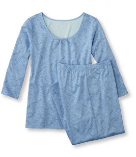 Supima Sleepwear Pajama Set, Three Quarter Sleeve Print Womens
