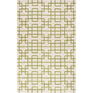 Hand tufted Geleen Green Geometric Wool Rug (8 X 11)