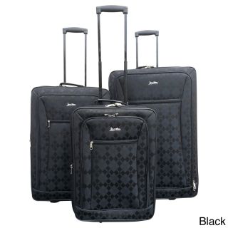 Jourdan Diamond 3 piece Expandable Upright Luggage Set (Chocolate, pink, black, red Materials PolyesterPockets Two (2) exterior pocketsWeight 28 inch 9 pounds, 25 inch 8 pounds, 21 inch 5 poundsCarrying handle Two (2) WheeledWheel type Inline skat