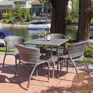 Christopher Knight Home Tampa 5 piece Outdoor Dining Set (GreySome assembly requiredSturdy constructionNeutral colors to match any outdoor decorTable Dimensions 29.75 inches high x 31.50 inches wide x 31.5 inches deepChair Dimensions 31.75 inches high x
