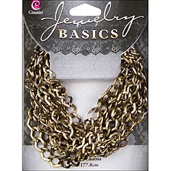 Jewelry Basics 70 inch Small Antique Goldtone Metal Dim Chain