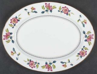 Wedgwood Chinese Flowers 15 Oval Serving Platter, Fine China Dinnerware   Pink