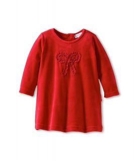 le top Soft And Sweet Velour Dress With Bow Sequins Ruching Girls Dress (Red)