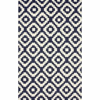 Nuloom Handmade Wool Pixel Trellis Navy Rug (76 X 96)