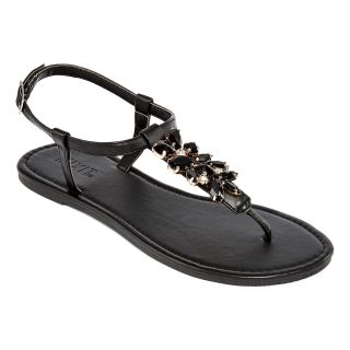 MIXIT Mixit Stone Cluster T Strap Sandals, Black, Womens