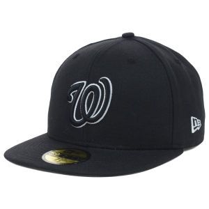 Washington Nationals New Era MLB Black and White Fashion 59FIFTY Cap