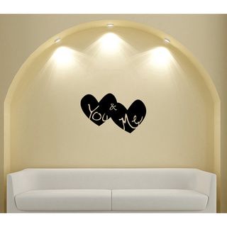 You and Me Double Hearts Vinyl Sticker Wall Decal (Glossy blackTheme HeartsMaterials VinylIncludes One (1) wall decalEasy to apply; comes with instructions Dimensions 25 inches wide x 35 inches long )