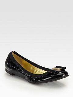 Kate Spade New York Tock Patent Leather Bow Ballet Flats   Black