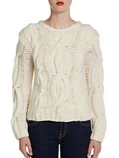 Felted Cable Sweater   Ivory