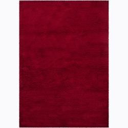 Hand woven Mandara Red Wool Shag Rug (311 X 57)