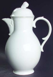 Kaiser Belvedere Coffee Pot & Lid, Fine China Dinnerware   All White, Scalloped