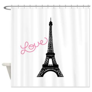  Pink Love and Paris Shower Curtain  Use code FREECART at Checkout