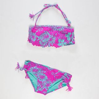 Totally Tropical Fringe Bandeau Bikini Pink/Blue In Sizes 8, 10, 7, 14,