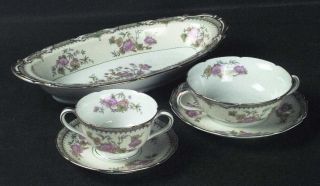 Noritake Tremont Footed Bouillon Cup & Saucer, Fine China Dinnerware   Patent #8