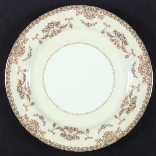 Noritake Magnolia Dinner Plate, Fine China Dinnerware   Green & Tan Edge,Bows,Fl