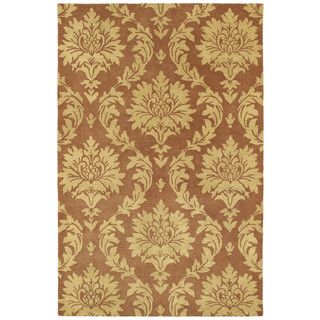 Swanky Salmon Damask Wool Rug (5 X 76)