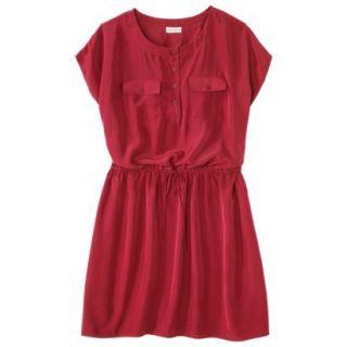 Merona Womens Plus Size Short Sleeve Tie Waist Dress   Red 4