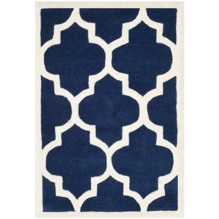 Safavieh Handmade Moroccan Chatham Contemporary Dark Blue/ Ivory Wool Rug (23 X 5)