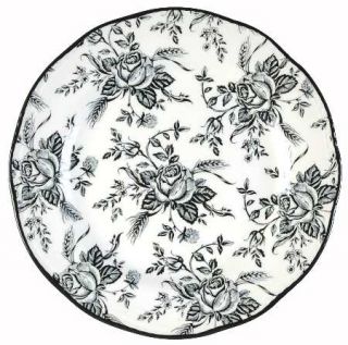 Enoch Wood & Sons Colonial Rose Black/White Salad Plate, Fine China Dinnerware  