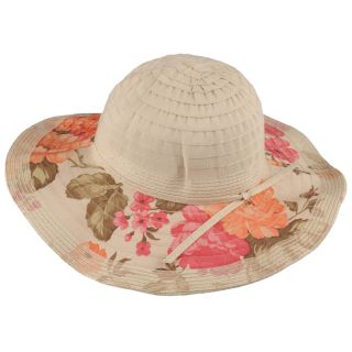 Journee Collection Womens 4.5 in Brim Floral Print Ribbon Hat (30 percent paper/70 percent polyester Click here to view our hat sizing guide)