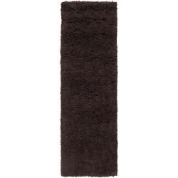 Hand woven Brown Metropolibrown New Zealand Wool Plush Shag Rug (26x 8)