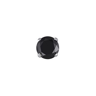 3/4 CT. T.W. Round Color Treated Black Diamond Single Stud Earring, White