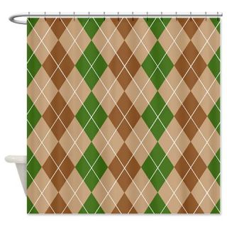  Brown Green Argyle Shower Curtain  Use code FREECART at Checkout