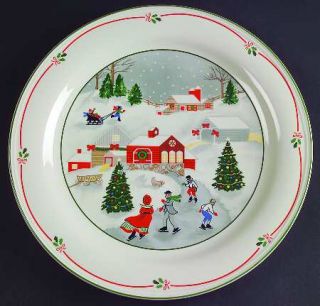 Sango Silent Night 11 Round Platter/Chop Plate, Fine China Dinnerware   Snow Sc