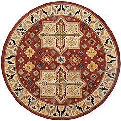 Elite Red/ Beige Rug (6 Round) (RedPattern FloralMeasures 0.625 inch thickTip We recommend the use of a non skid pad to keep the rug in place on smooth surfaces.All rug sizes are approximate. Due to the difference of monitor colors, some rug colors may 