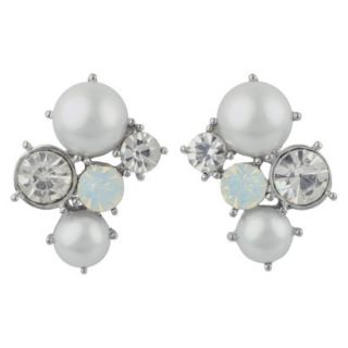 Social Gallery by Roman Post Earrings Crystal Dangle   Silver/Clear
