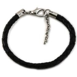 Black Braided Bangle Bracelet (BlackContains one (1) 7 inch leather braceletBeads and charms not included )