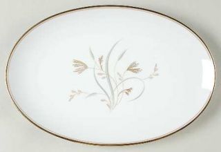 Noritake Laverne 12 Oval Serving Platter, Fine China Dinnerware   Gold/Gray/Blu