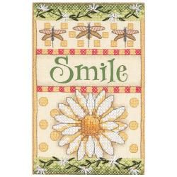 Smile Daisy Mini Stamped Cross Stitch Kit 5x7