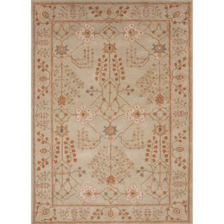 Hand tufted Transitional Arts/ Crafts Pattern Green Rug (2 X 3)