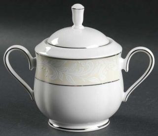Lenox China Faith Sugar Bowl & Lid, Fine China Dinnerware   Millennium,White Scr