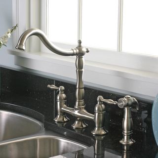 Charelstown 2 handle Brushed Nickel Lead free Bridge style Kitchen Faucet