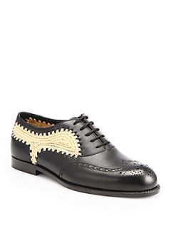 Bottega Veneta Raffia & Leather Lace Up Oxford Shoes   Black Beige