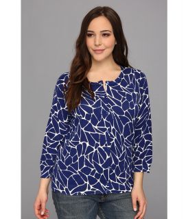 Pendleton Plus Size Geo Print Cardigan Womens Sweater (Blue)